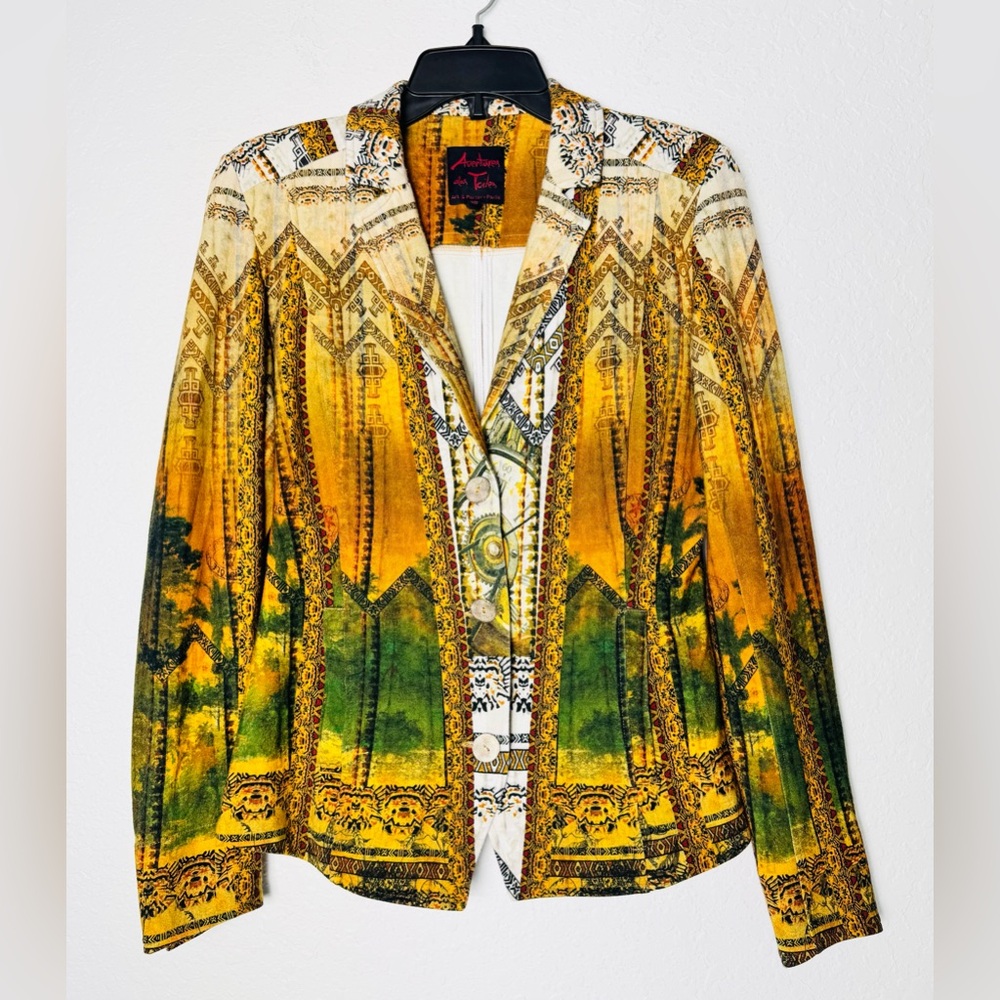Aventures Des Toiles Art To Wear Blazer Jacket Size 40 Medium Long Sleeve